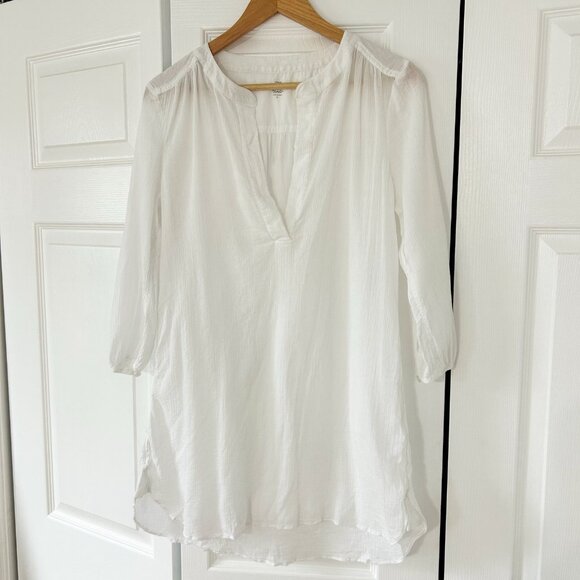 NWOT LOFT Beach White V-Neck Swimsuit Cover-Up Cotton Beach Dress Size Medium - Picture 3 of 7